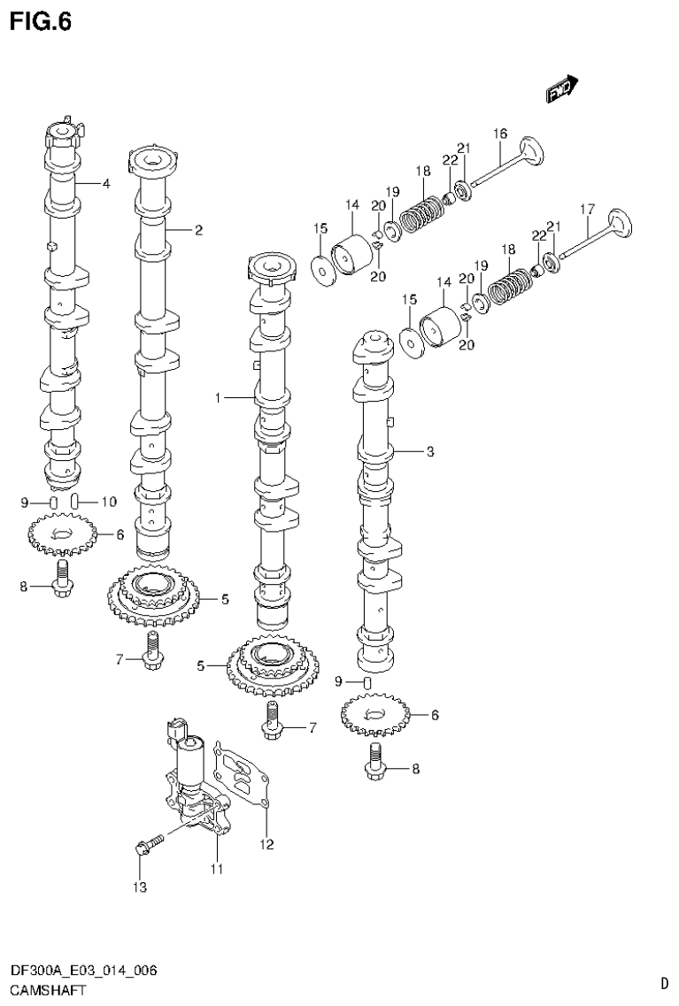 Suzuki DF250AP CAMSHAFT parts diagram